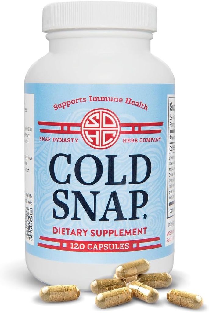 Snap Dynasty Cold Snap - 120ct Kapsul, Pack of 1 - Plant Based Comprehensive Ammune Health Support for All Ages, Rapid Suplemen Dingin dan Flu Dukungan, Tidak Ada Kontrainkasi