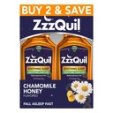 ZzzQuil Cair Limid Aid, Sleep, Diphenhydramine 50mg HCI, Chamomile Honey Flavored, Nighttime Sleep Aid Liquid, Sleep Aids for Dewasa, 2 Pack, 24 FL OZ