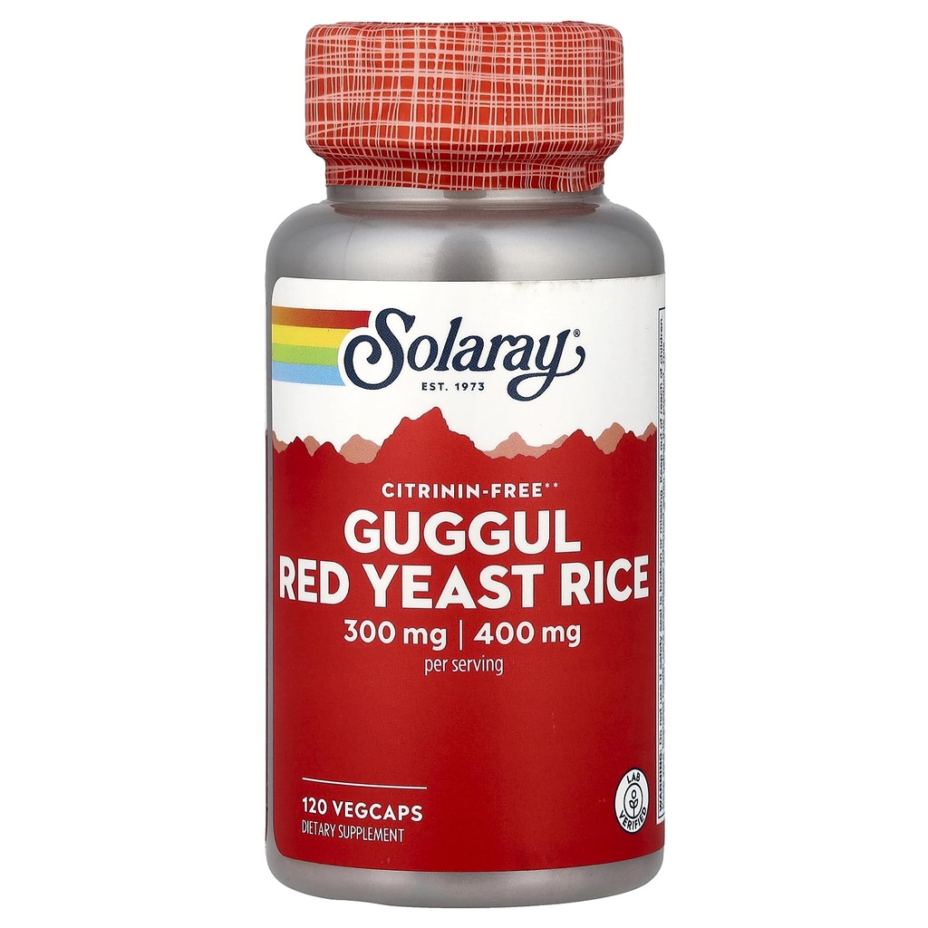Solaray - Guggul & Red Yeast Rice, 120 kapsul