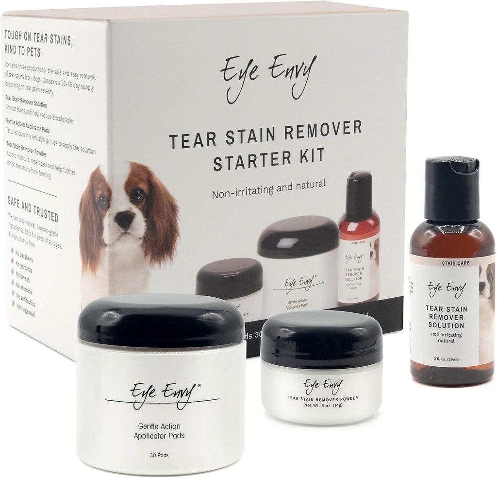 Eye Envy Dog Tear Sear Remover Starter Kit. 100% Natural, Safe. Dibuat di Amerika Serikat
