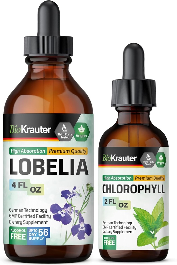 BIO KRAUTER Lobelia Ticture 4 Fl Oz. & Chlorofil Tarture 2 Fl. Oz.