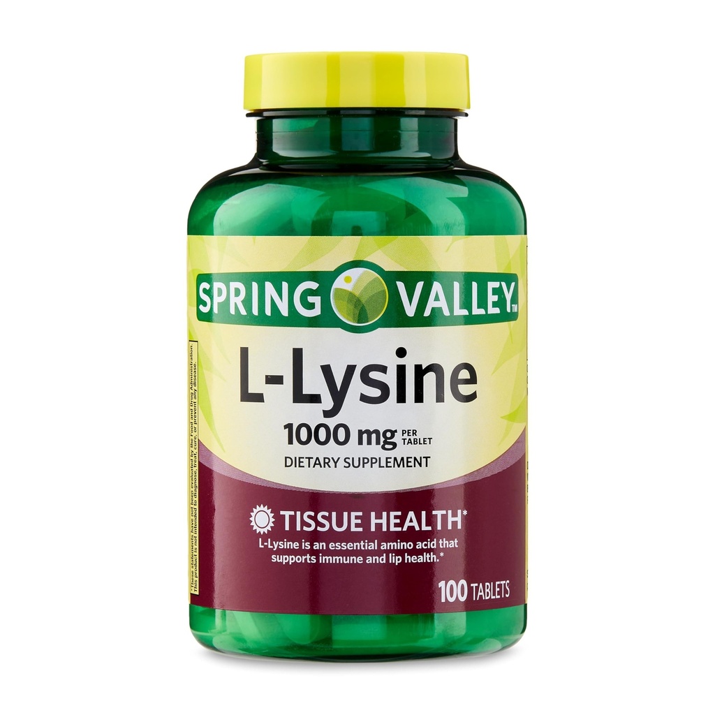 L-Lysine 1000mg Tablet - Ensitious Amino Acid for Imune Formasi Collagen, dan Skin Health - Tinggi Potency Lysine Suplemen, 100 Count, Gluten- Free (Pack of 1)