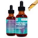 Dukungan Hati & NAC, Zinc - 2 fl oz Liquid Drops dengan Milk Thistle, Dandelion Root, Chicory, Turmeric, Root Beet, Chanca Piedra - Liver Cleanse & Detox Suplemen