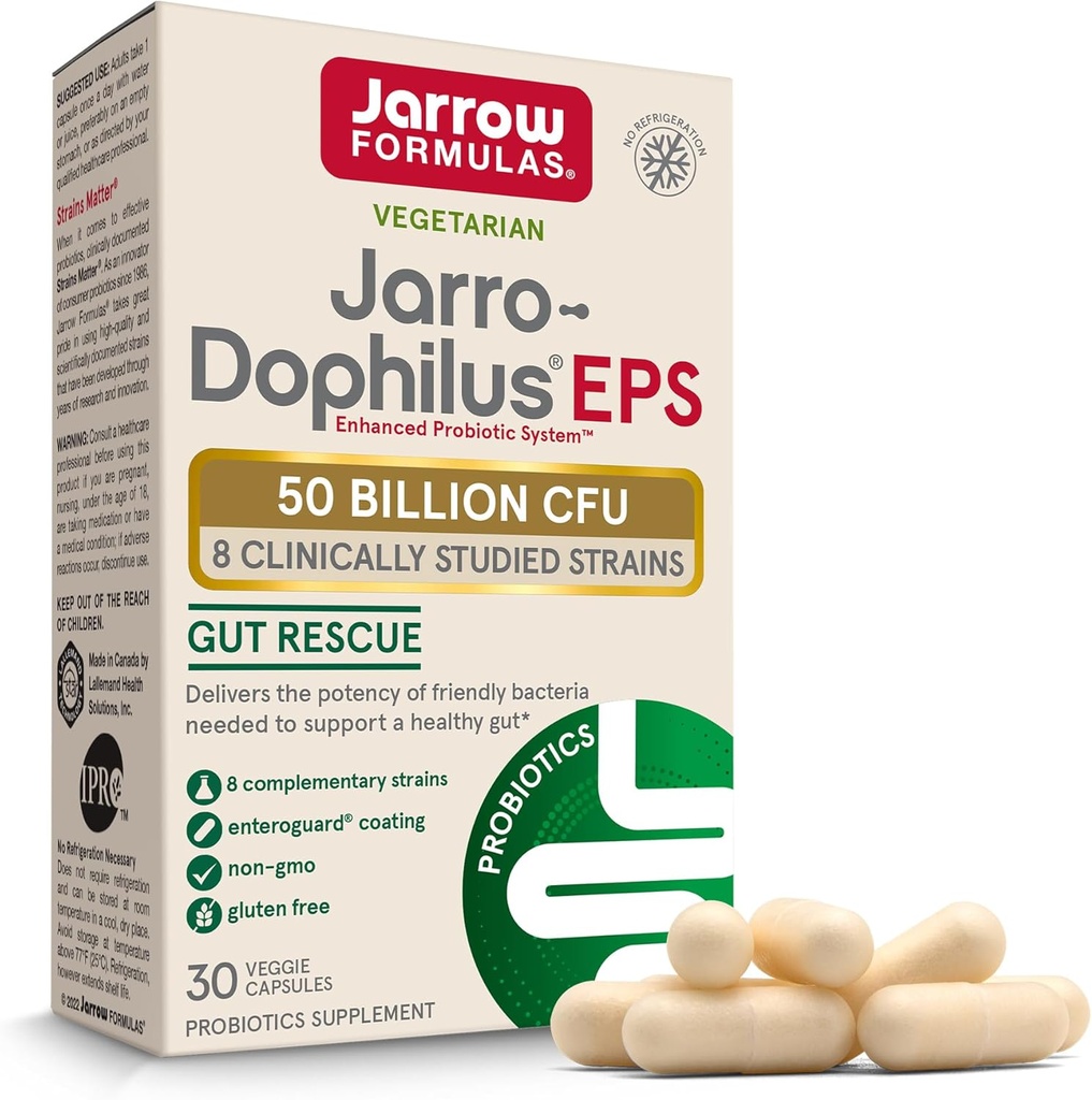 Jarrow Formula Jarro- Dophilus EPS - 50 Milyar Organisme Per Serving - 30 Desiik Vedgie Caps - Probiotic Strain - Intestinal & Imune Kesehatan - Sampai dengan 30 Hamba