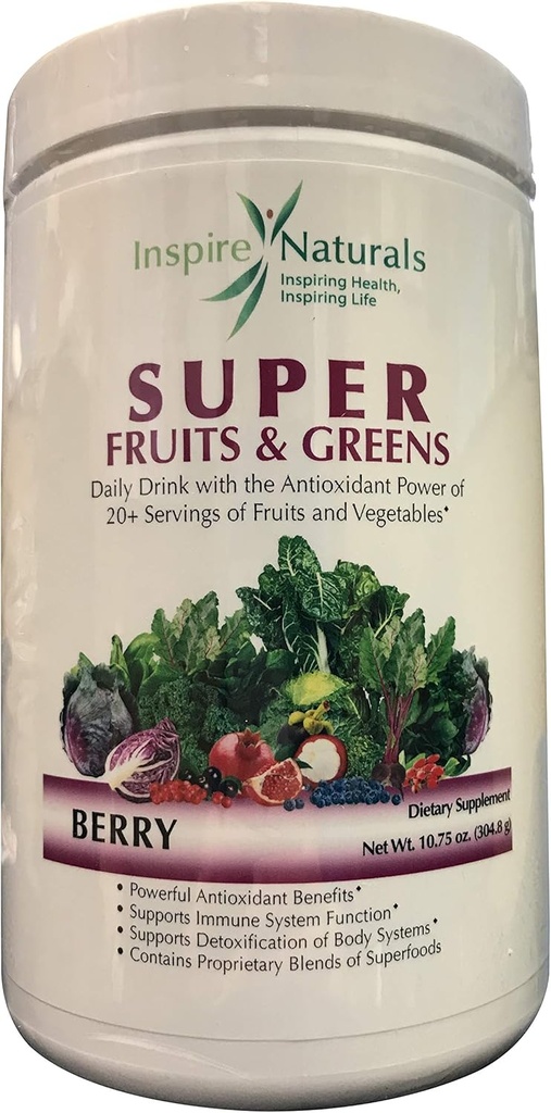 Super Fruit and Green, Doctor Rekomendaded Best Tasting All Natural Super Food w / 20 + Fruits & Vegetable (Berry)