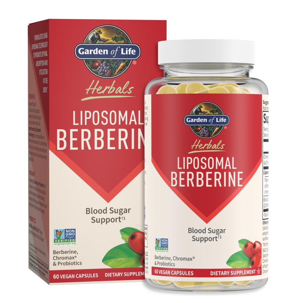Taman Hidup Lipomal Berberine dan Chromium Picolinate untuk Gula Darah Sehat Sudah Sehat, Gym Metabolisme dan Cholesterol - Progories untuk Distolve Easy - Non GMO, Gluten Bebas, Kosher, 30 Servis