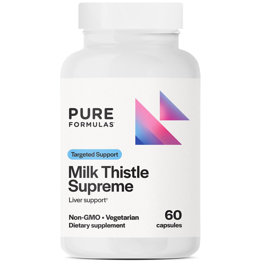 PureFormula Milk Thistle Supreme 250 mg - Dukungan Kesehatan & Antioksidant - Non-GMO Vegetarian Capsules - 60 Count