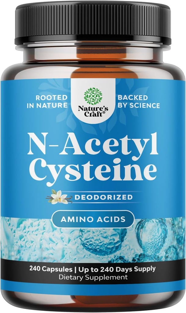 Tambahan NAC N-Acetyl Cysteine 600mg - Gegan Ledakan Tinggi Tidak-Smelly NAC 600 mg Capsules Glutathione Precursor untuk Detox Cleanse & Repair Plus Lung Kesehatan dan Imunitas Dukungan (240ct)