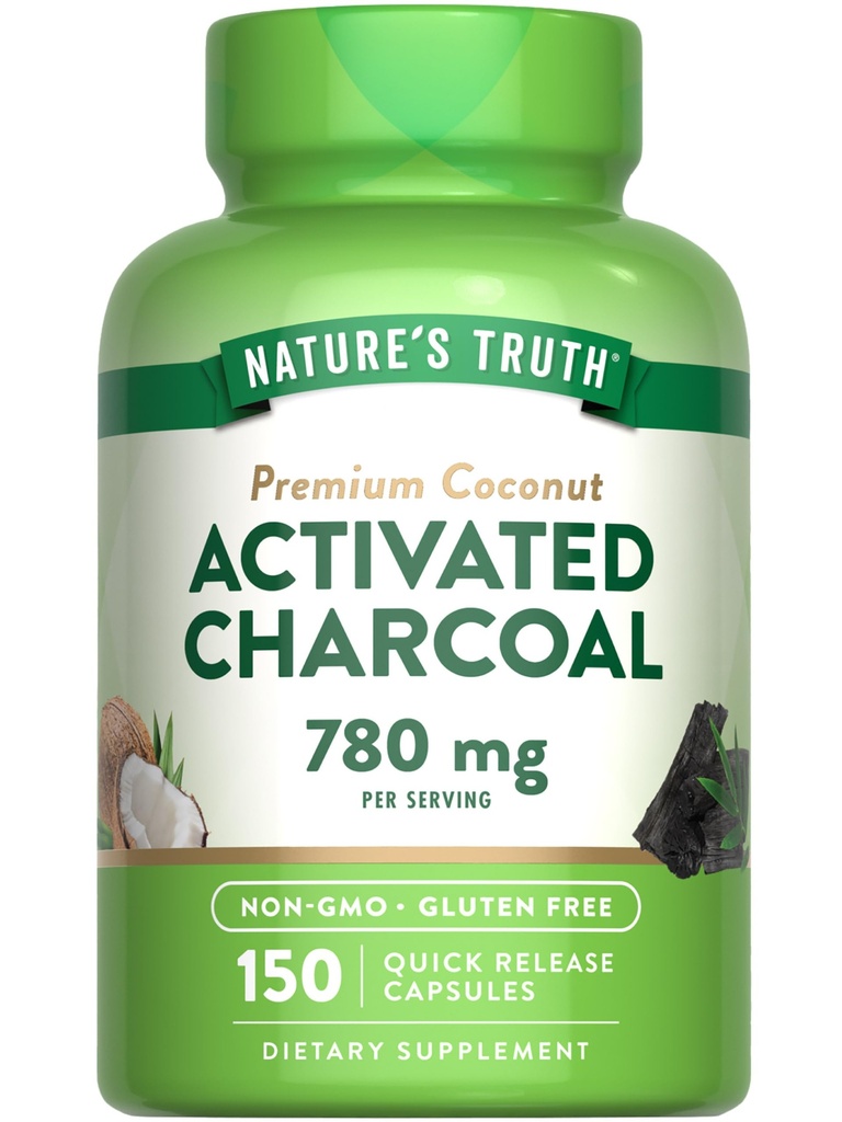Nature 's Truth Activated Charcoal Capsules 780 mg 124; 150 Pil 124; dari Coconut Shells 124; Non-GMO & Gluten Free Suplemen