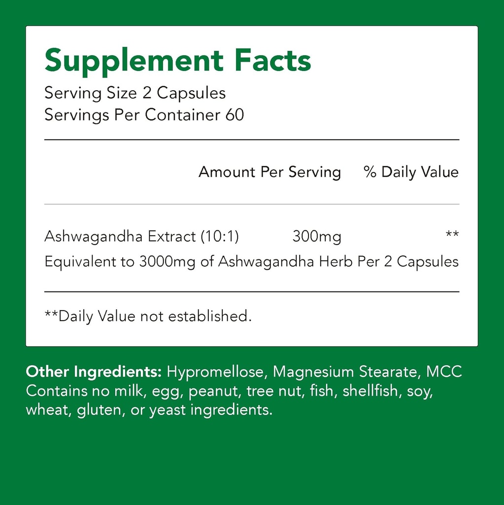 Suplemen Organik Ashwagandha 124; 150 mg Ekstraksi = 1500mg dari Herb (1 Botol - 120 Capsules-2mo Supply) Suplai; Supports Stress Relief, Immune Kesehatan, & Energy 124; Non-GMO & Gluten Bebas