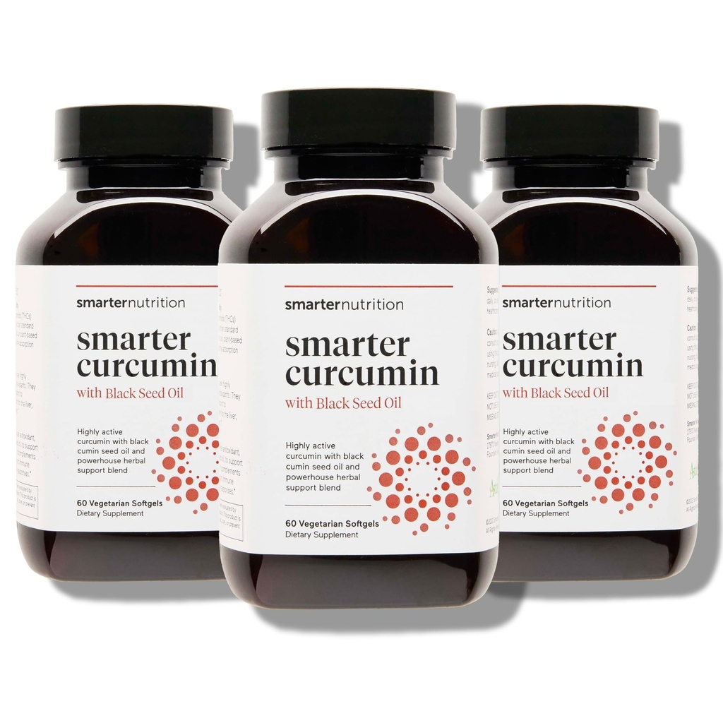 Curcumin Nutrition Curcumin Softgels - Absorpsi Tinggi Vegan 400 mg Curcumin Suplemen Standar hingga 95% Tetrahydrocurcuminoid + Black Seed Oil & Ginger untuk Gabungan & Imune Kesehatan - 180 Ct