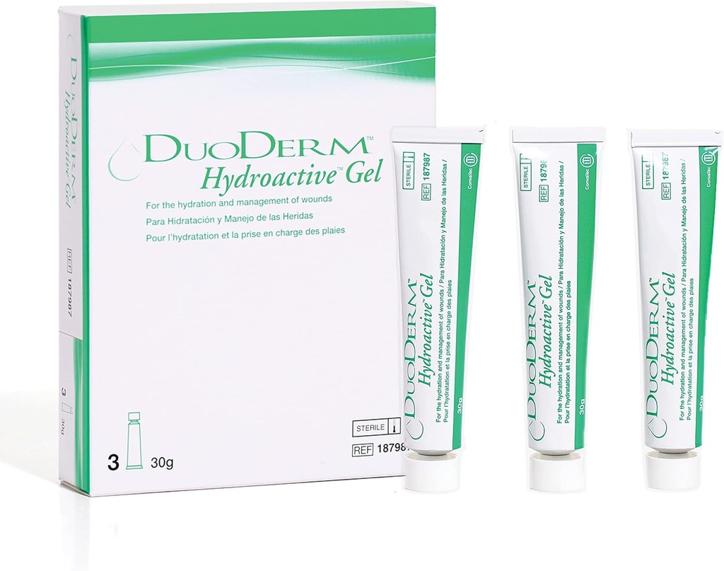 ConvaTec DuoDERM Hydroactive Sterile Gel, 30 Grams Taut untuk Manajemen Sebagian dan Penuh Kebajikan Wounds, Aids Autolytic Deconvenment, 187987, Box of 3 Tubes