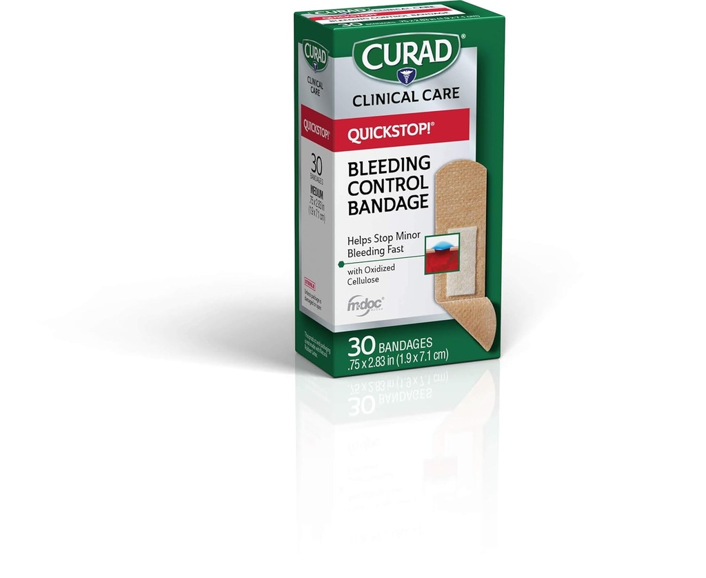 Cumad Quickstop Flex-Fabric Bandages, Quickstop Bleeding Control Technology, 0.75 "x 2.83", 30 Cacah (Paket 3)
