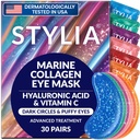 Stylia Collagen & Vitamin C Under Eye Patches for Puffy Eyes & Dark Circles - Depuffing, Hydrating Under Eye Mask with Hyaluronic Acid - Vegan, Cruelty- Free Skincare (30 Pairs)