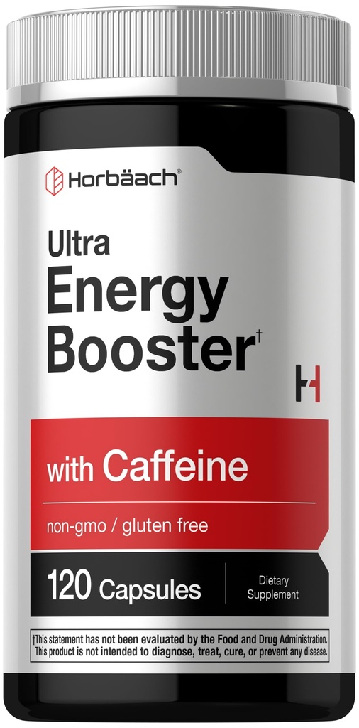 Tambahan Energi Horbäach = 124; 120 Capsules = 124; dengan Caffeine, Ginseng & Vitamin B12; Penjual Booster Energi Harian Pil 124; Non-GMO, Gluten Bebas