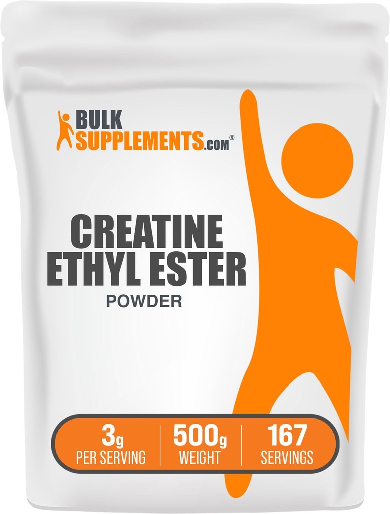 BulkSuplements.com Creatine Ethyl Ester HCl Powder - Creatine Suplemen, Creatine Ethyl Ester Poader - Unflafedeled & Gluten Free, 3g per Serving, 500g (1,1 lbs) (Paket 1)