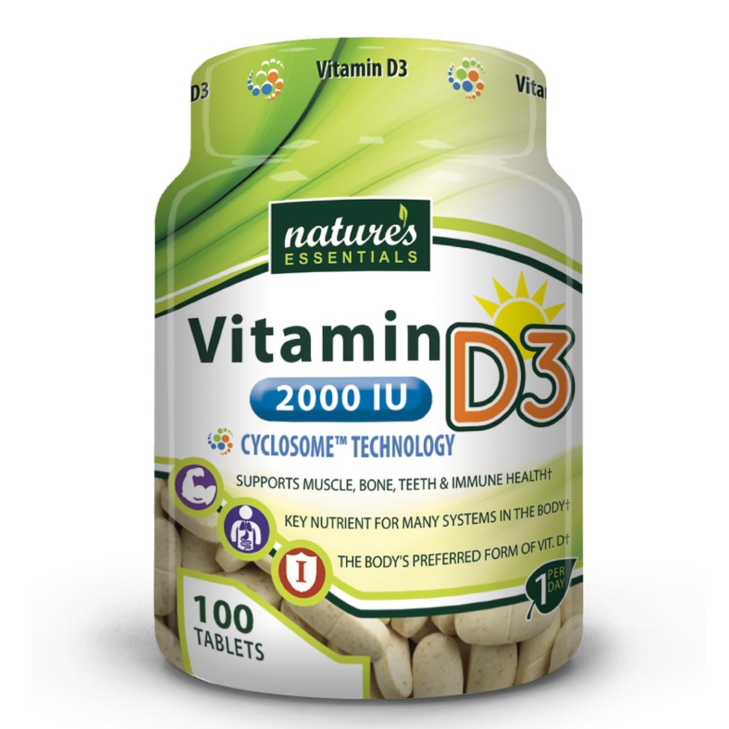 NATURE 'S ESENTIALS Vitamin D3 2000IU 124; Hambatan Ammuniune GEMI 124; Advanced Cyclosome Lipomal Deliposomal; Non-GMO, Gluten Free, Vegetarian 124; 100 tablet