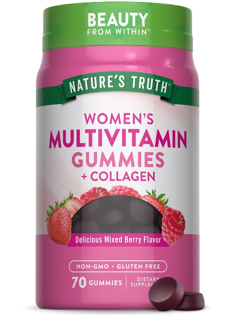 Nature 's Truth Women Multivitamin Gummies Plus Collagen & Biotin 124; 70 Count 124; Non- GMO & Gluten Free Suplemen