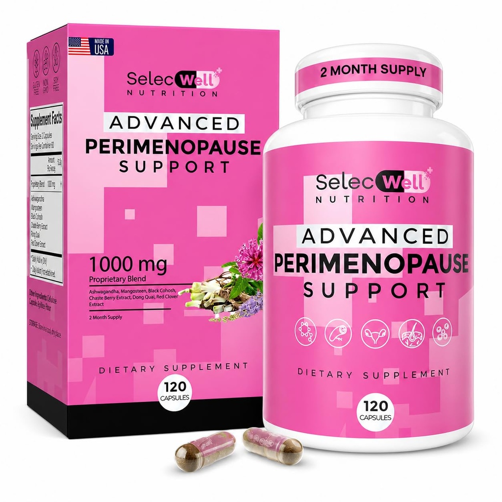 Perimenopause & Menopause Dukungan untuk Perempuan - Multi Symptom Relief dengan Black Cohh & Red Clover Isoflavones: 124; Ashwagandha Adaptogen & Herbal Blend 124; Hormone Salvation Dukungan 124; 120 Capsules