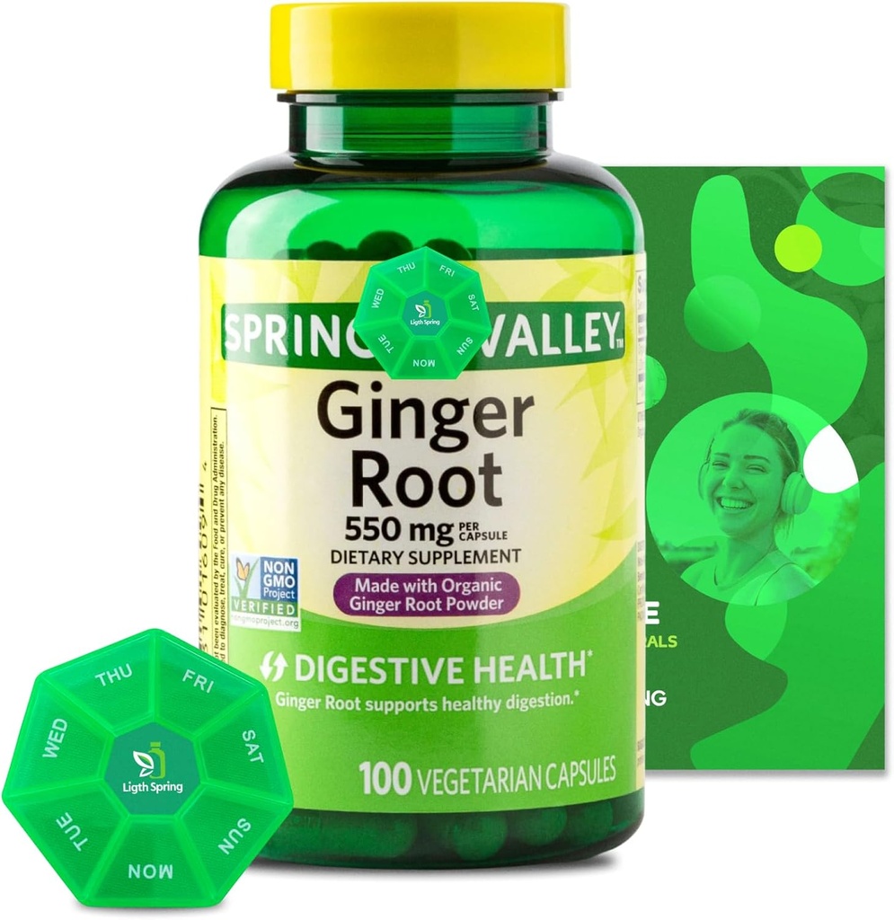 Ginger Root 550 mg, 100 Vegetarian Capsules dengan Bundle Exclusive Vitamin & Mineral - A to Z - Lebih baik Ligth & Spring Guide