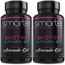 (2 Pack) Smarter Biotin 5000mcg di Avocado Oil, Vitamin B7, Non-GMO, 90 Mini Liquid Softgels, No Soy