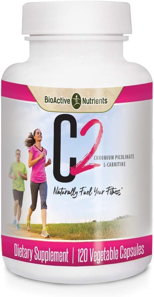 BioActive Nutrients C2- Chromium Picolinate dengan L- Carnitine untuk Membantu Metabolisme Fat dan Karbs - 120 Vegetable Capsules - Tidak Ada Pengawet