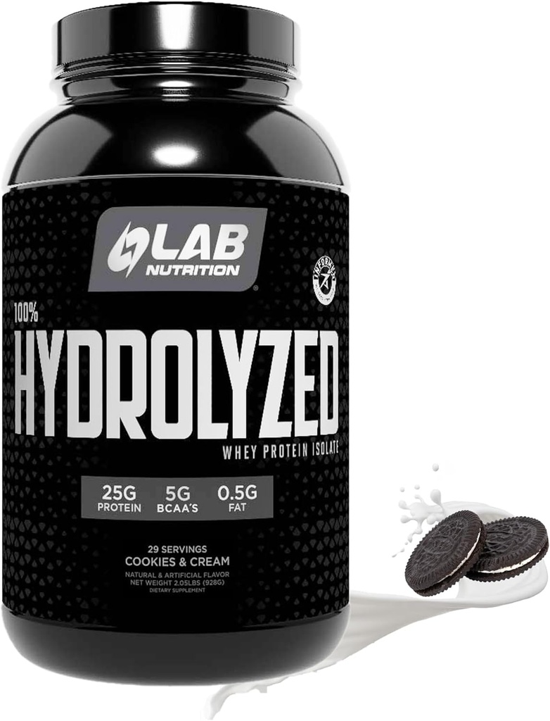 100% menderita hidrolyzed Whey Protein Isolasi (2 Pounds, Cookies, dan Cream Flavor) 25gr of Protein, Build Muscle, Lean Muscle Growth, Easy Divalry, Gluten Free, Laktosa Free, Fast Absorbing.