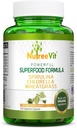 NutreeVit Pure 100% Organik Spirulina + Chlorella + Wheatgrass - Super Food - Veggie Capsules = 124; 500mg