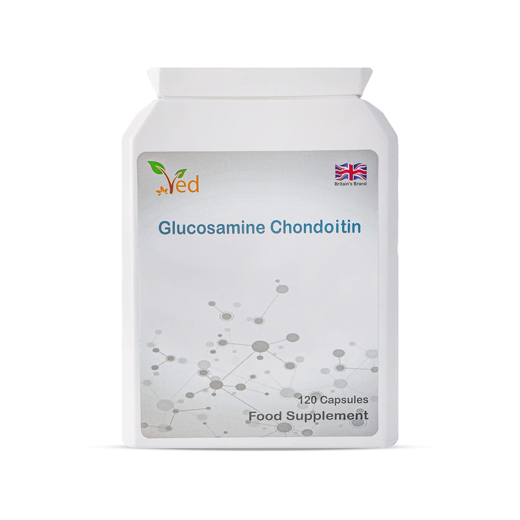 Ved Glucosamin Chondroitin Turmeric Vitamin C 124; Joint Support Suplemen 134; Non-GMO, Gluten Free 124; 120 Capsules 124; 60 Hari Supply.
