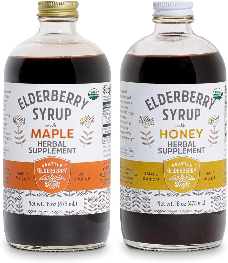 Syrup Bundle - 2 Bottles of Delicious, Gluten- Free Elderberry Herbal Suplemen dengan Benefits Venimune Dibuat dari Only Organic Ingredices in Small Batches in the USA - 32oz