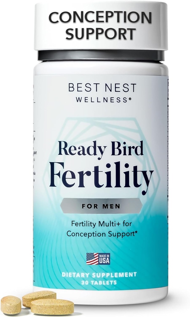 Best Nest Wellness Men 's Fertility - Multivitamin Suplement for Men with Methylated Vitamin - Nuttration Suplemen dengan Nutrients & Antioksidants - Suplemen Magnesium & Zinc - 30 Tablet