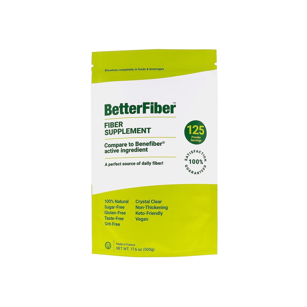 BetterFiber - Prebiotic Fiber Supplement [100% Generik Equilie dari Leading Brand] Año-GMO GMO Gluten- Free Vegan OU Kosher Sertifikasi - 17.6oz / 500g (125 Servings)
