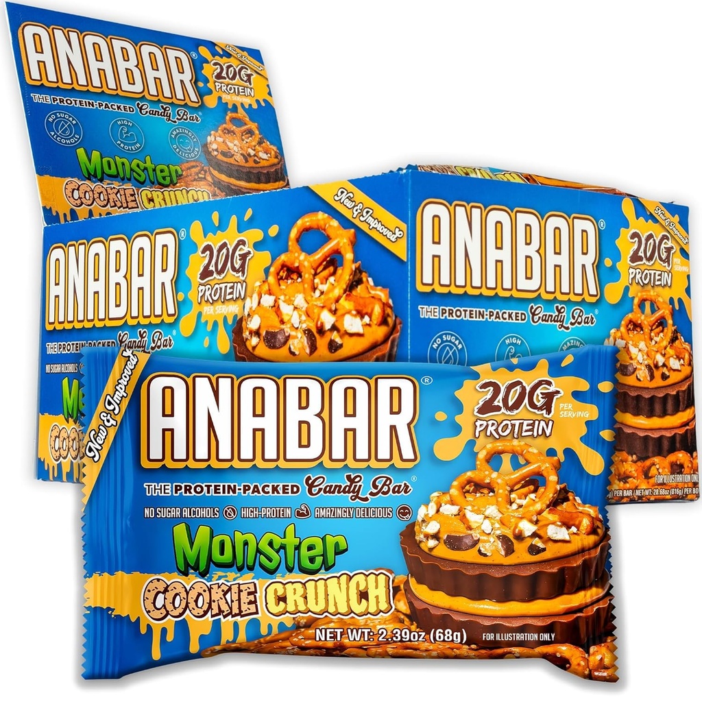 Bar Protein Anabar, Bar Protein-Packed Candy Bar, Amazing Tasting Protein Bar, No Sugar Alcohols, High Protein, Amazingly Delicious (12 Bars, Milk Chocolate Monster Crunch)