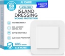 JJ CARE Adhesive Island Dressing [Pack of 50], 6x6 Sterile Brearled Gauze Dressing, Breathable Island Dressing Individually Wrapped with Most Absorbent N- Stick Center Pad