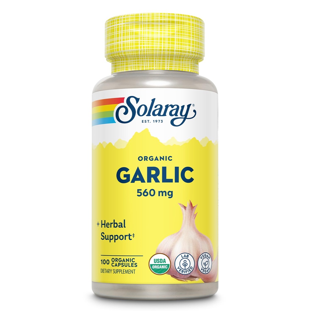 Solaray Organ Pil Bawang Bawang - 560 mg Suplemen Bawang Putih untuk Dukungan Kesehatan Jantung - USDA Kapak Bawang Putih - Vegan - 60 Hari Money- Kembali Jaminan - 100 Pelayan, 100 VevCaps