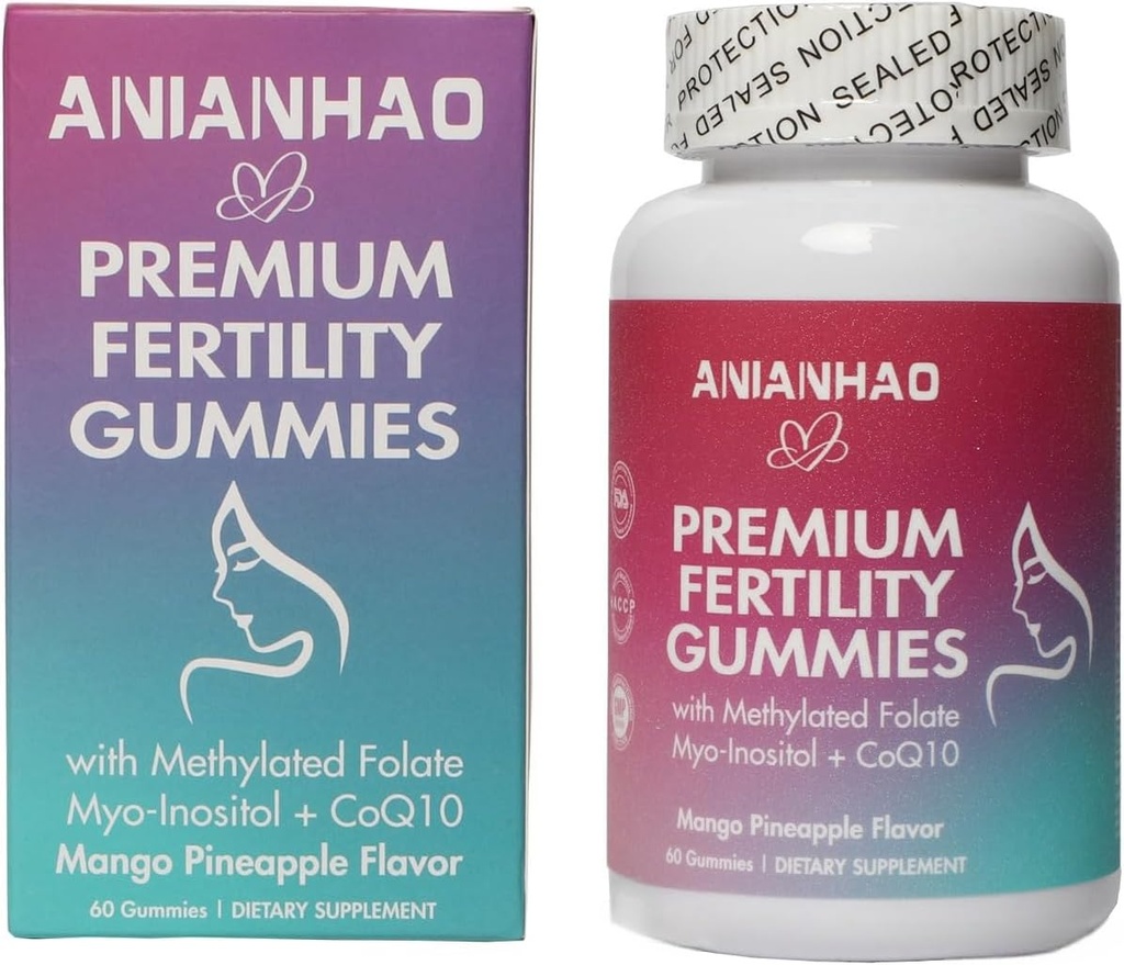 Premium Fertility Gummies for Women, Premium Feminin Balance Gummies, with Inositol, CoQ10, Folate and Vitamin, Dukung Hormone Balance, Ovulasi / Menstrual Siklus, 1 Bulan Supply