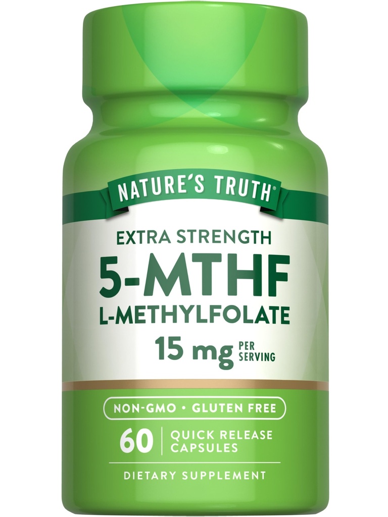 Nature 's Truth L Methylfolat 15mg 124; 60 Capsules 124; Non- GMO & Gluten Free Supplement = 124; Ekstra Kekuatan