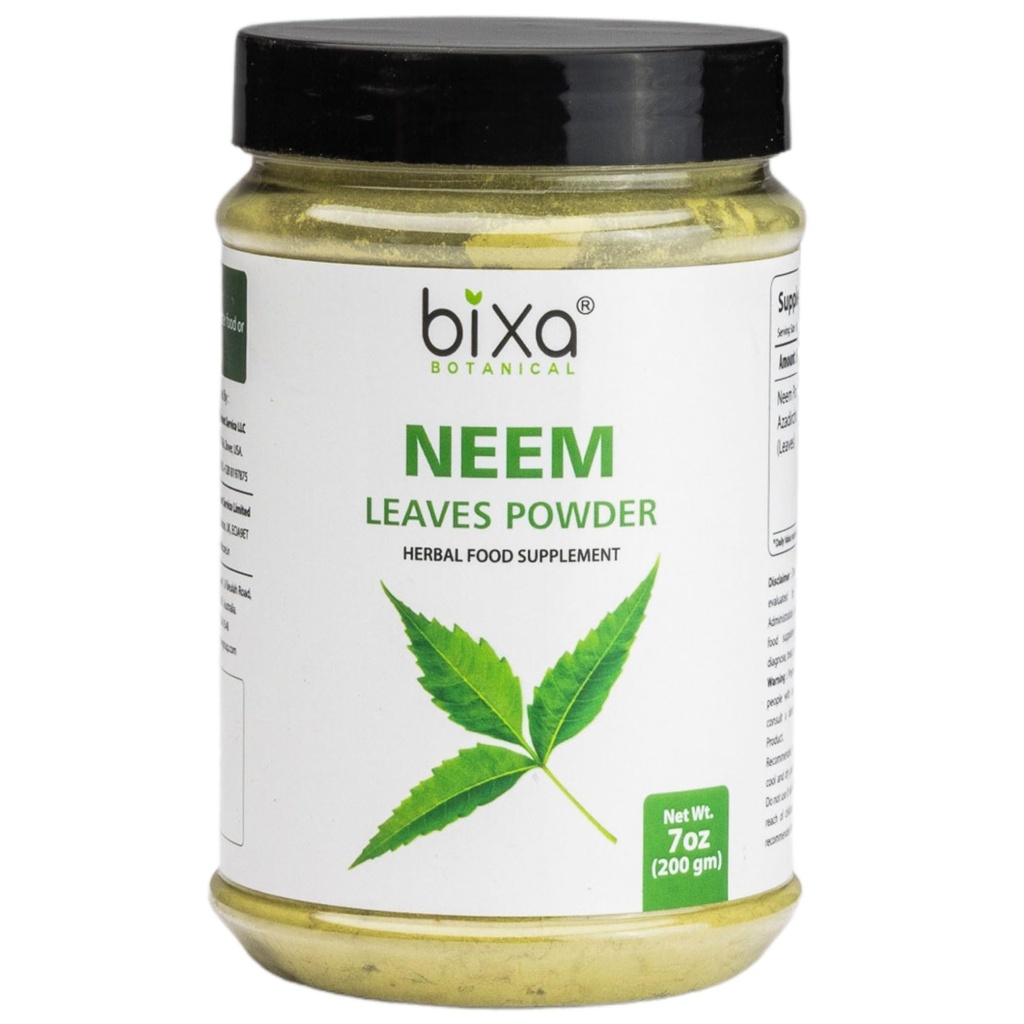 bixa BOTANICAL Neeurvedik Powder Leaf 124; Azadirachta Indica 124; 200 Grams / 7 OZ 124; Anti Allergic Herbal Tambahan 124; Gluten Bebas, Non-GMO, Steam Diperlakukan, Vegan.