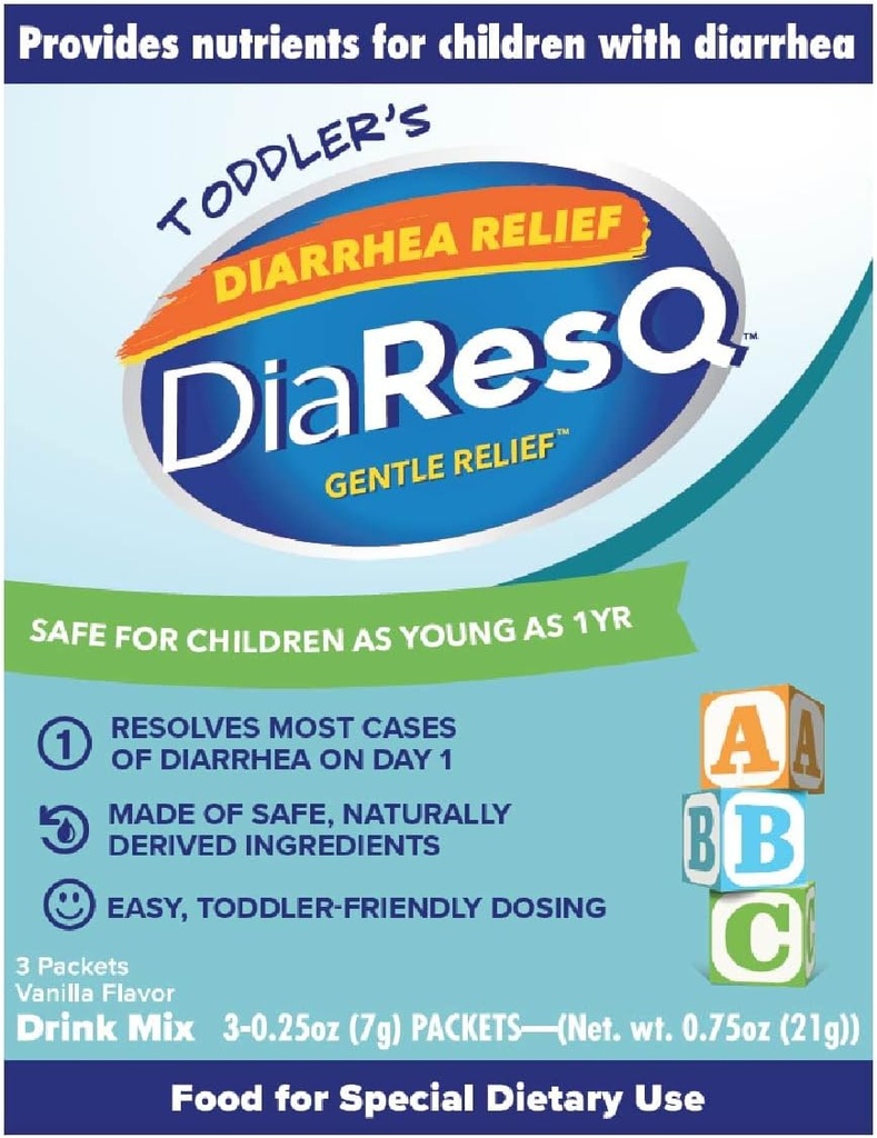 DiResQ Diare & Imune Dukung Colostrum Minum Mix untuk Toddlers (1 + Tahun) Paket 3, Penentuan Lembut, Membantu mengembalikan Fungsi Intestial Normal, Antibiotik & Drug- Bebas Gluten Bebas, Vanilla Flavor