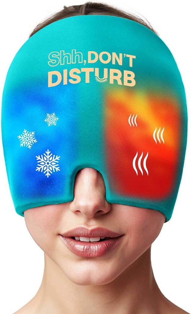 Migraine Relief Cold Cap - Reconable Gel Ice Pack Head Crap for Headaches, Puffy Eyes, Sinus Pressure, Hangover - 360 ° Compression Migraine Hat for Women & Men - Cooling Cap for Tension & Stress Relief