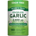 Kebenaran Alam Odorless Bawang putih Softgeels 124; 2400mg 124; 180 Count 124; Non- GMO & Gluten Free Suplemen
