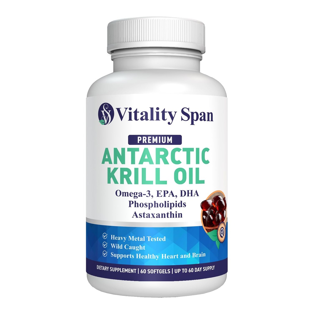 Krill Oil Omega 3 Astaxanthin Choline EPA, Tabib Superior, Kekuatan Ekstra, Tidak ada Minyak Ikan Aftertaste, Heavy Metal Tested, Ukuran Kecil Softgel, 500mg