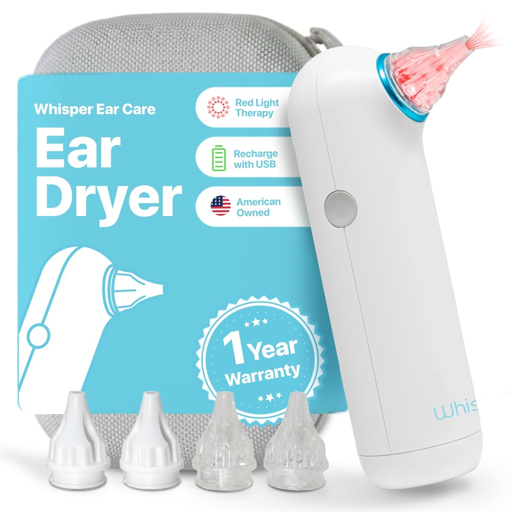 Ear Dryer + Case 124; USA 124; 1 Year Warranty 124; Rechargable Ear Water Drying Aid with Red Light Therapy Deliver Gentle Air Warm to the Ear Annoying Swimmers Ear Infeksi sebagai Ear Fluid Remover