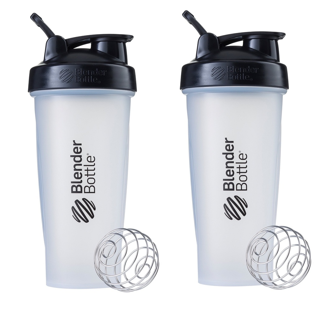 BlenderBottle Classic Shaker Bottle Perfect for Protein Shakes and Pre Workout, 28oz, Clear / Black (Paket 2)