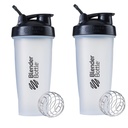 BlenderBottle Classic Shaker Bottle Perfect for Protein Shakes and Pre Workout, 28oz, Clear / Black (Paket 2)