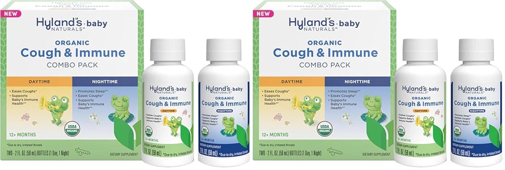 Hyland 's Naquals - Baby - Organic Cough & Ammune Day & Night Combo Coughs - Eases, Supports Immunity, Promotes Sleep, Two 2 Fl Oz.