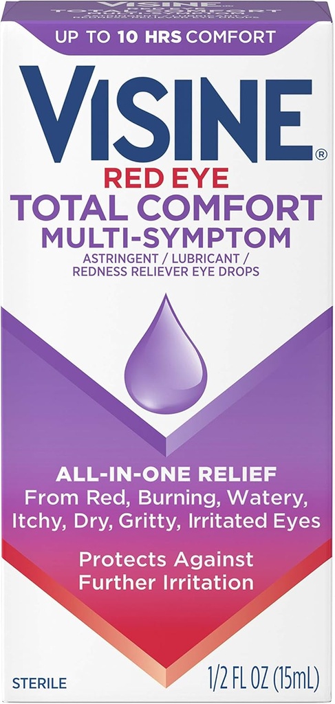 Visine Multi- Symptom Eye Drops - Astringent, Lubricant & Retiever for Irrotated, Dry, Red Eyes - 0.5 fs. oz