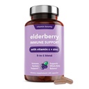 Vitamin Bounty Elderberry Organic Elderberry Capsules for Dewata - Vitamin C dan Zinc Suplement, & Echinacea, Immune System Dupport, Advanced 5- 1 Blend, Non-GMO - 60 Capsules