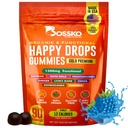 Happy Drops - Daily Superfood Gummies for Mood Dups, Focus and Energy - Sugar- Free, Vegan, Blueberry Flavor - 90 Gummies for Dewasa - Bantuan harian untuk Mood, Fokus dan Natural Energy