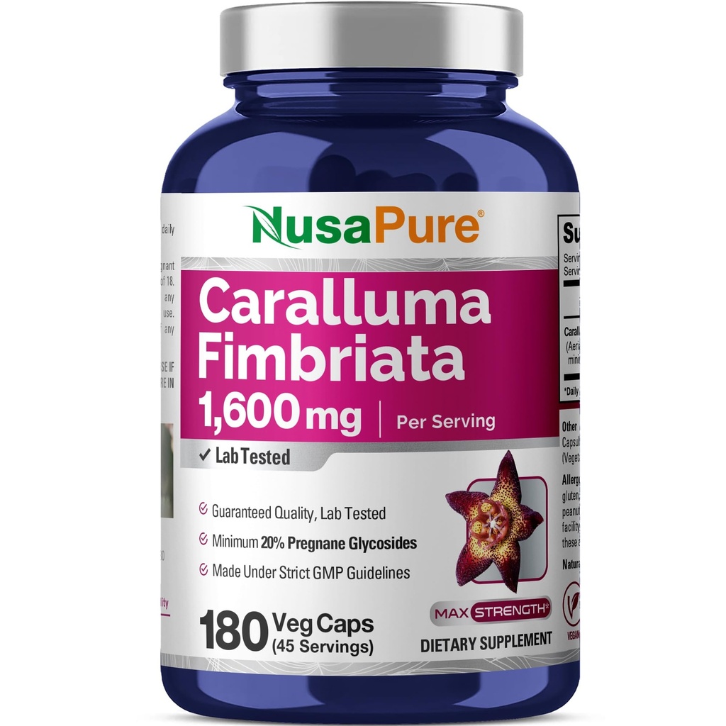 NusaPure Caralluma Fimbriata 1600mg - 180 Veggie Capsules (Non- GMO, Vegan)
